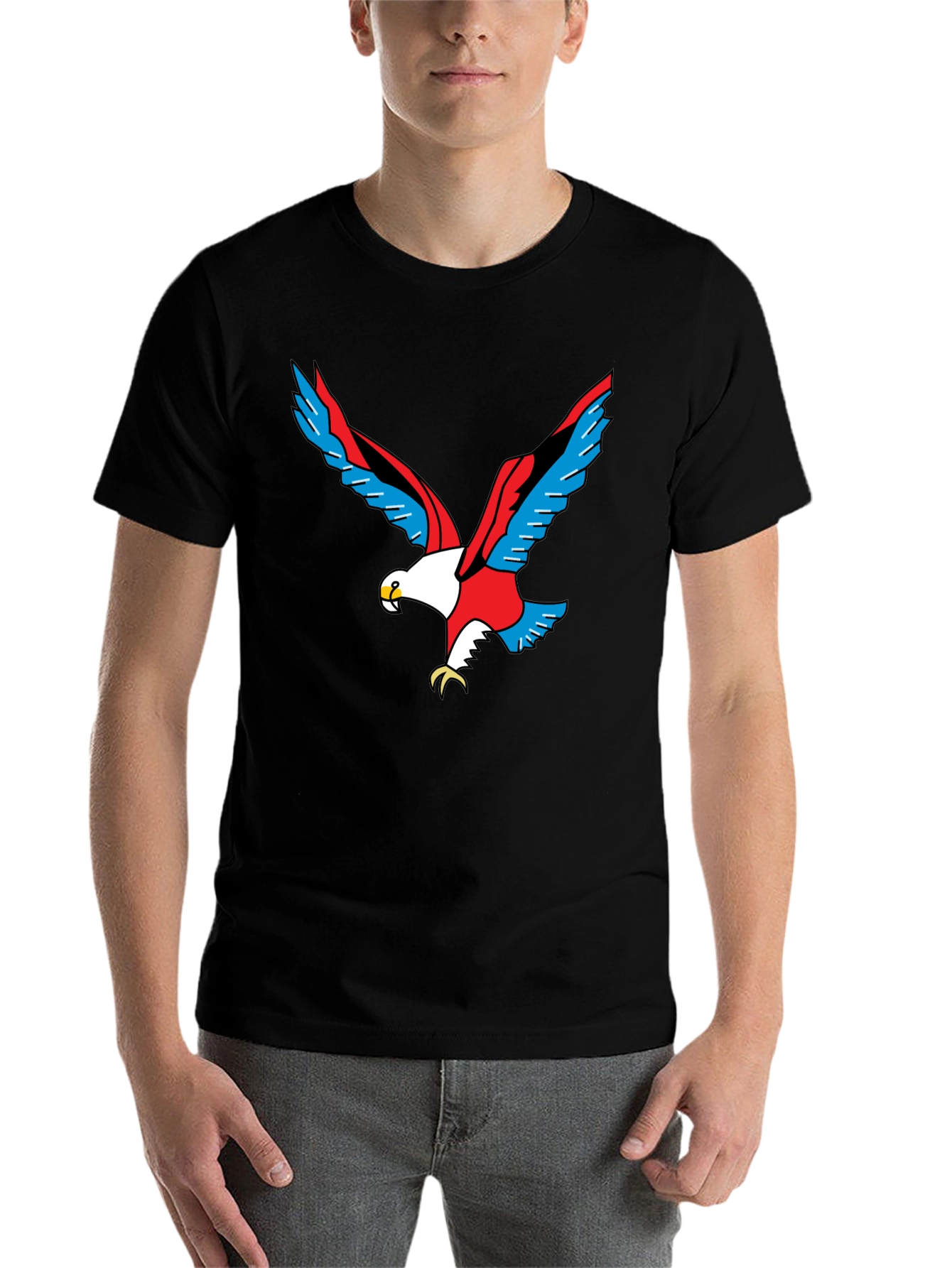 Black Bold Eagle Graphic Black T-Shirt view 7