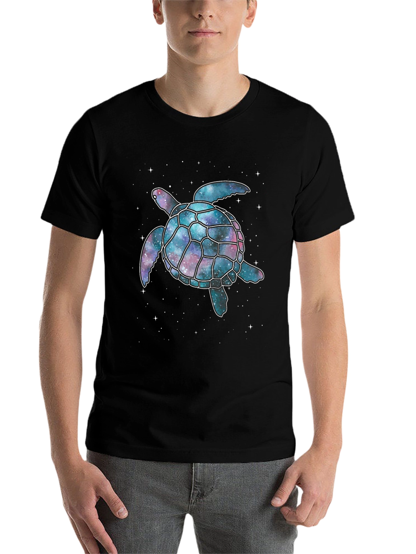 Black Cosmic Turtle Graphic T-Shirt - Black view 7