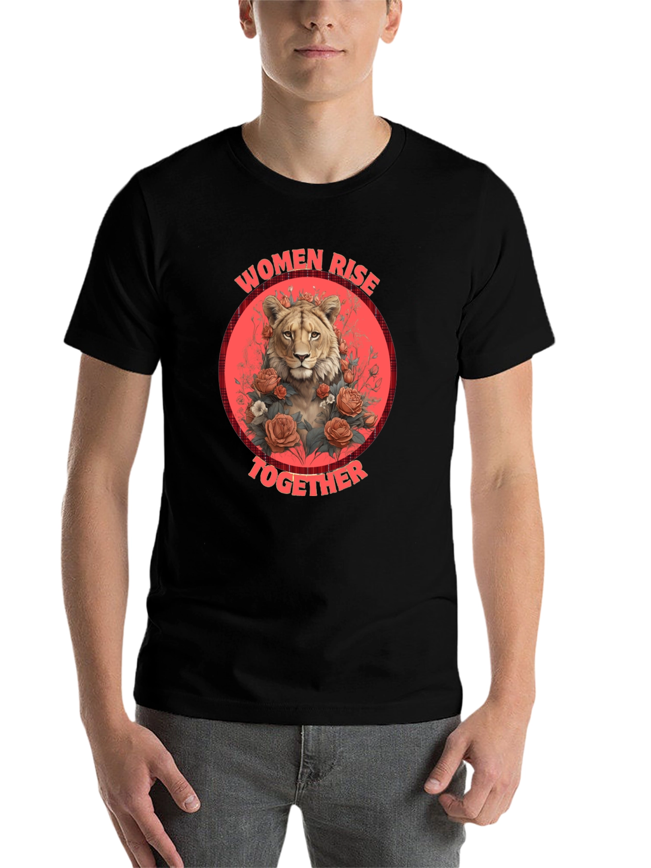 Black Women Rise Together Lion T-Shirt view 7