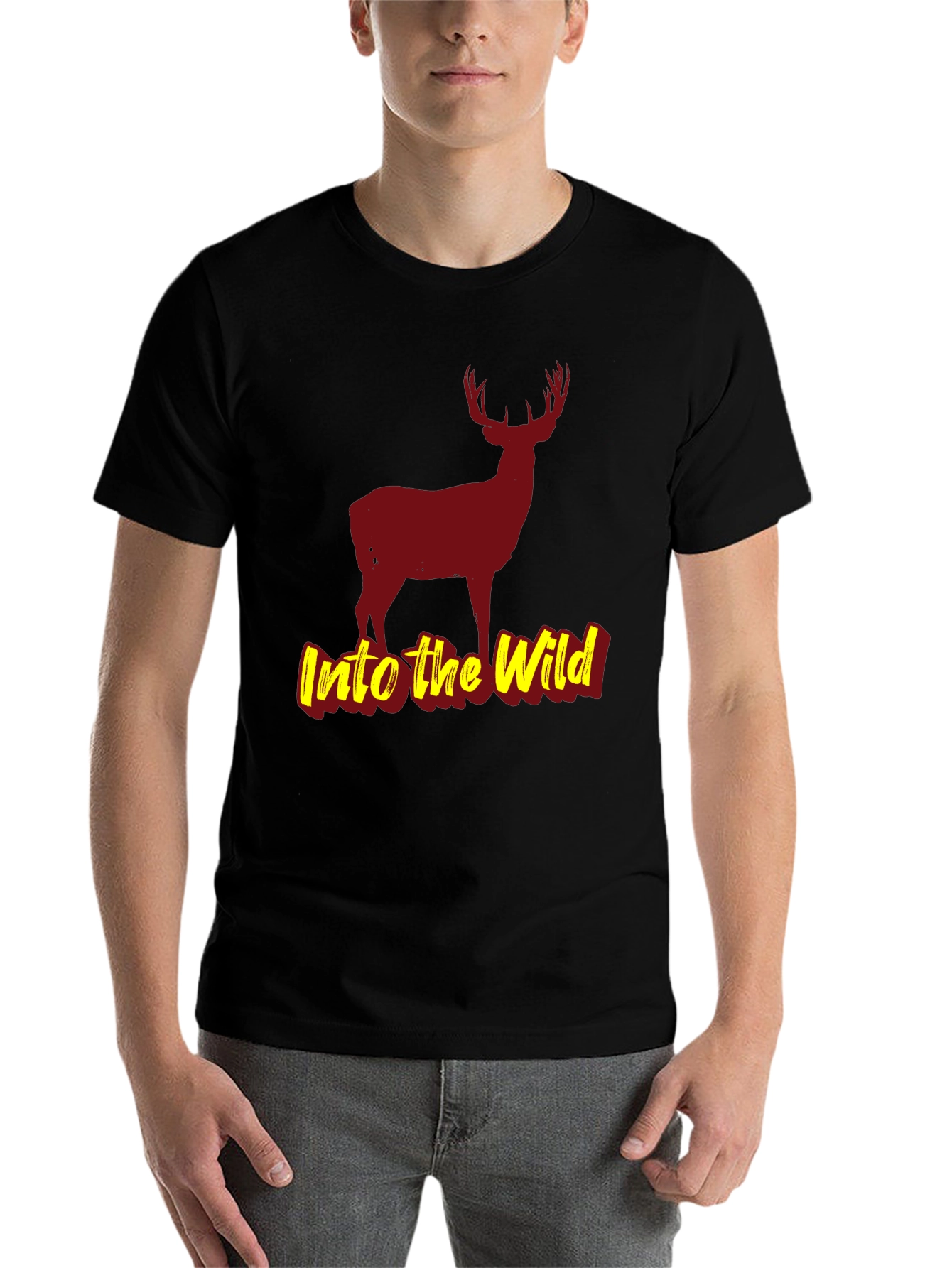 Black Into the Wild Black Deer Graphic T-Shirt view 7