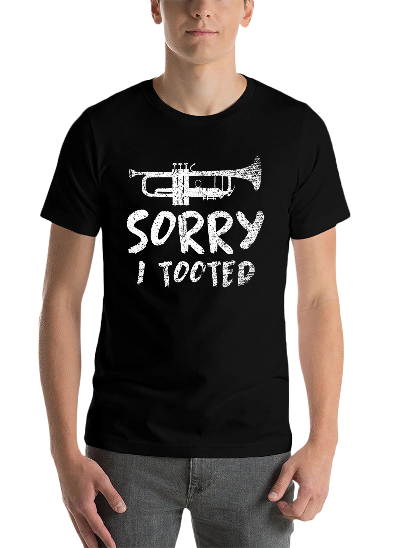 Black Sorry I Tooted Trumpet Graphic Tee view 7
