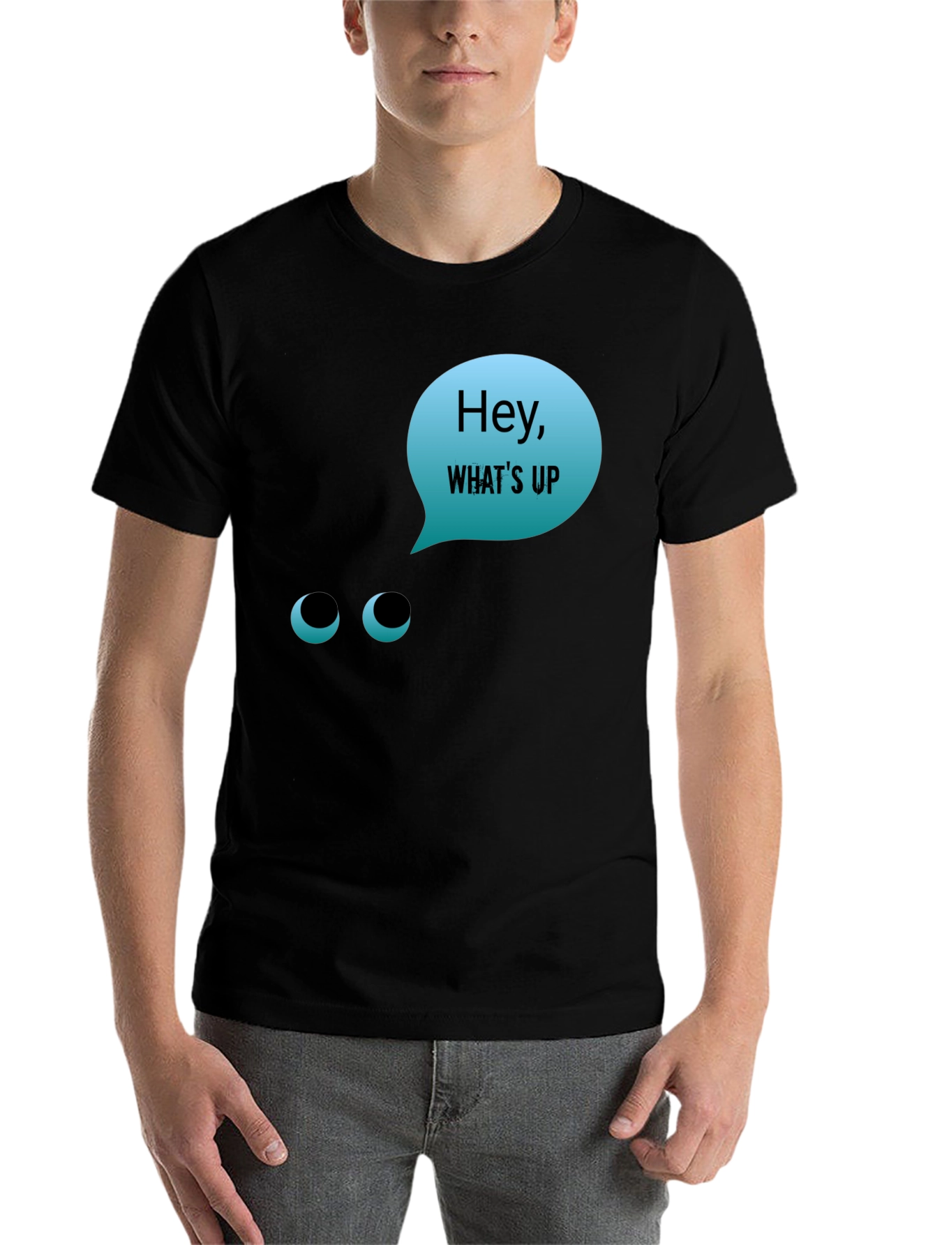 Black Hey What's Up T-Shirt - Funny Graphic Tee view 7