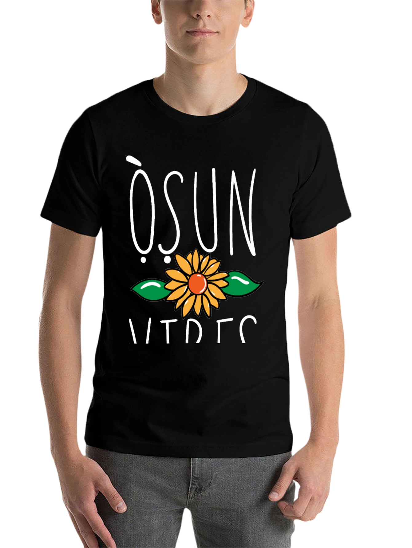 Black Osun Sunflower Graphic T-Shirt - Soft Cotton Blend view 7