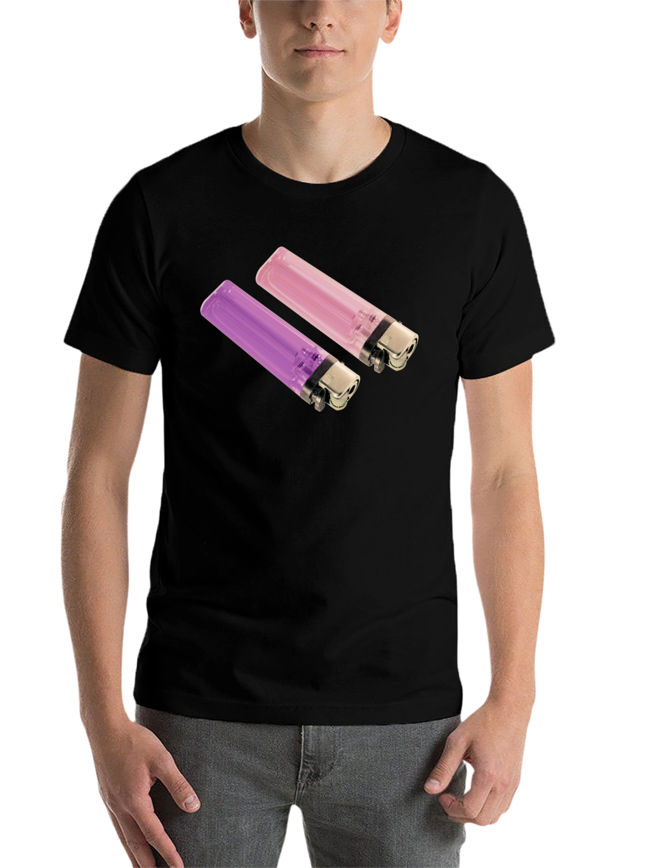 Black Novelty Lighter Graphic Tee - Black Cotton Blend view 7