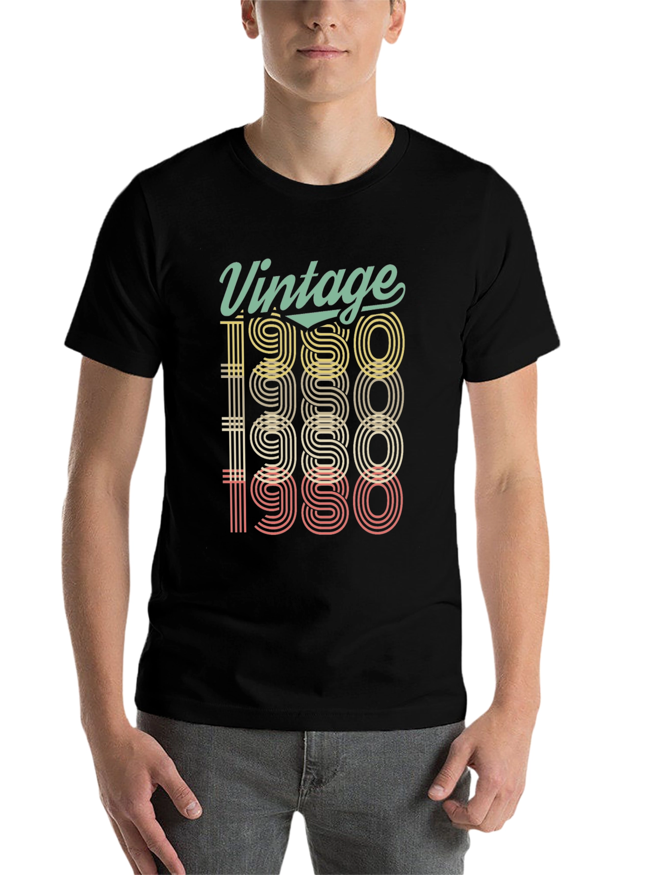 Black Vintage 1980 T-Shirt Retro Style Birthday Gift Tee view 7