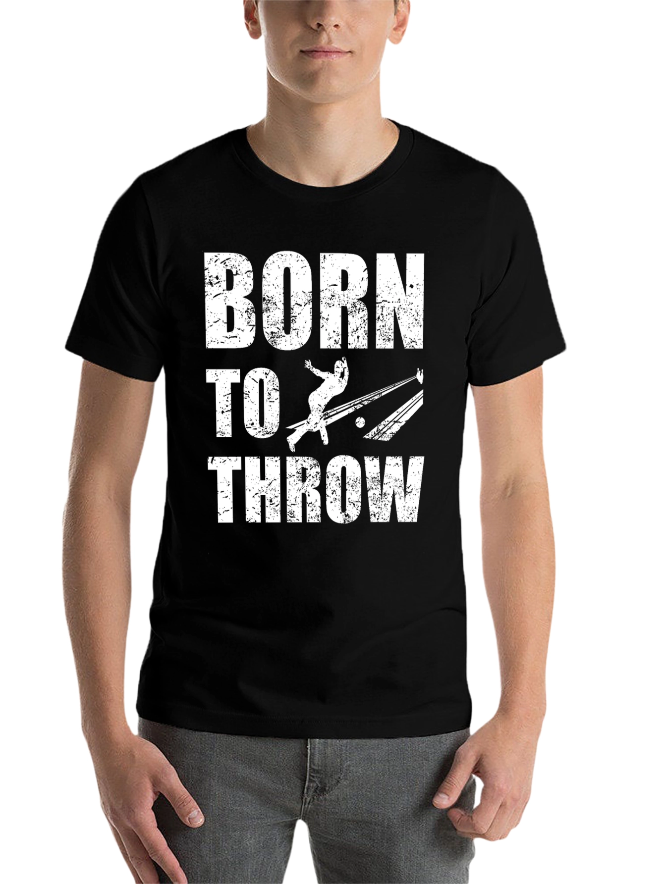 Black Born to Throw Graphic Tee Bowling T-Shirt view 7