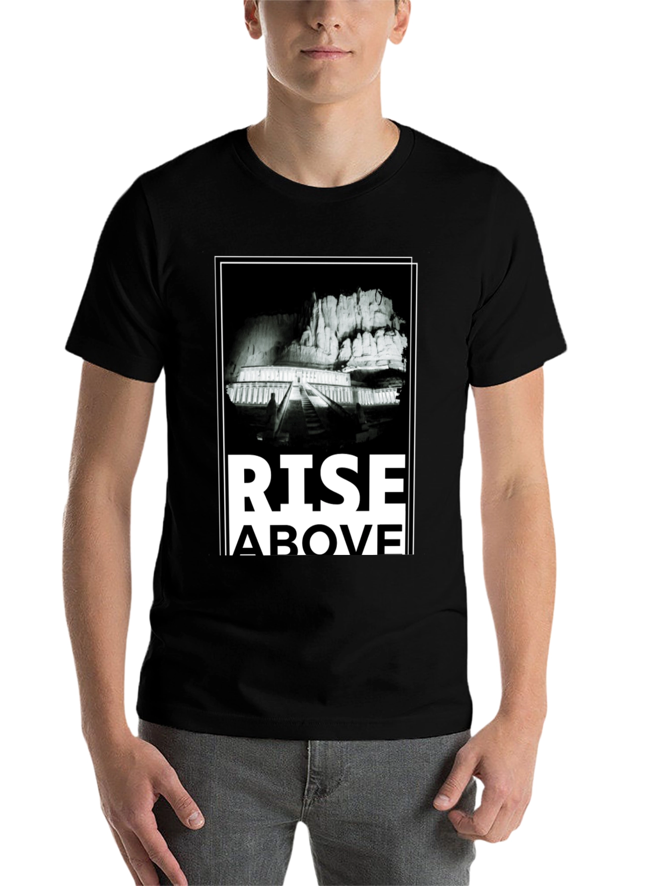 Black Rise Above Graphic Tee - Men's Black T-Shirt view 7