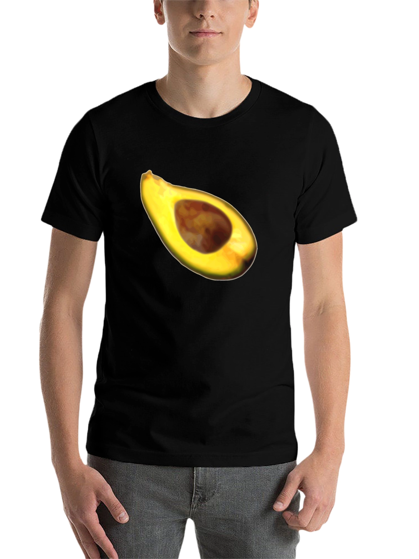 Black Avocado Slice Graphic Tee - Casual Black T-Shirt view 7