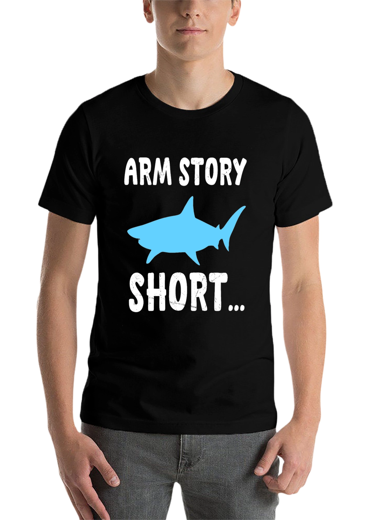 Black Arm Story Short Shark Graphic T-Shirt view 7