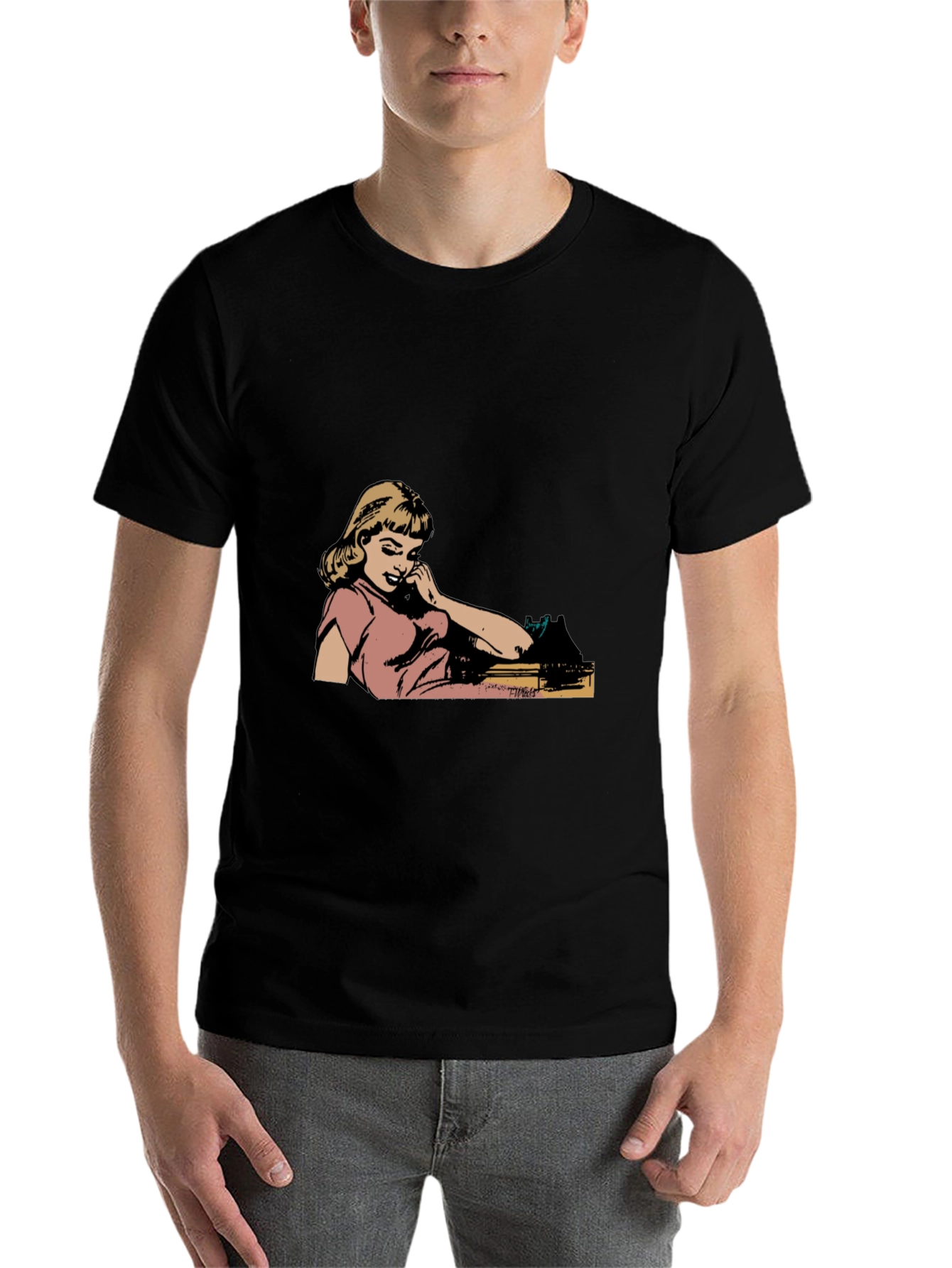 Black Retro Comic Girl Graphic Black T-Shirt view 7