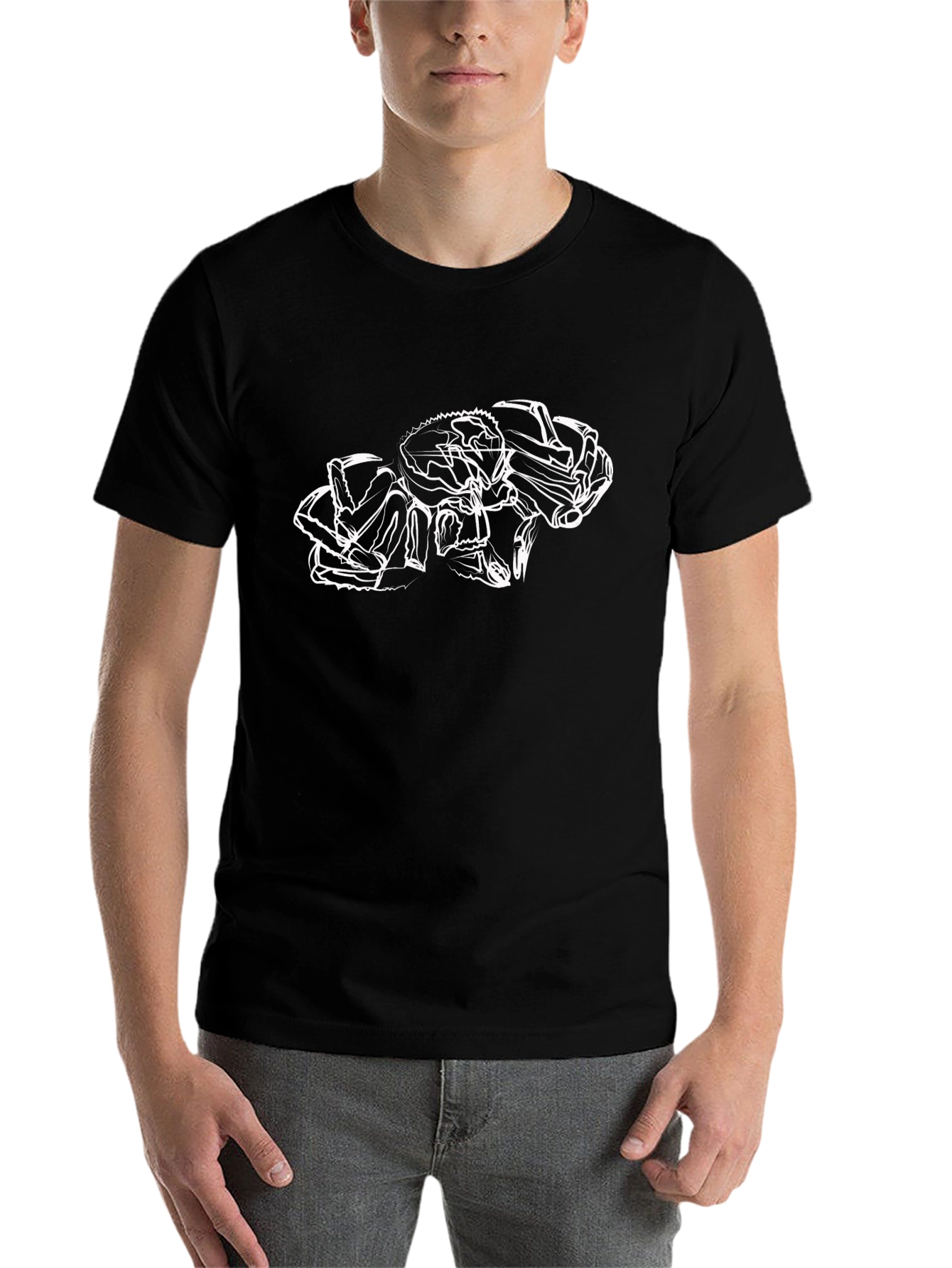 Black Abstract Crab Outline Black T-Shirt view 7