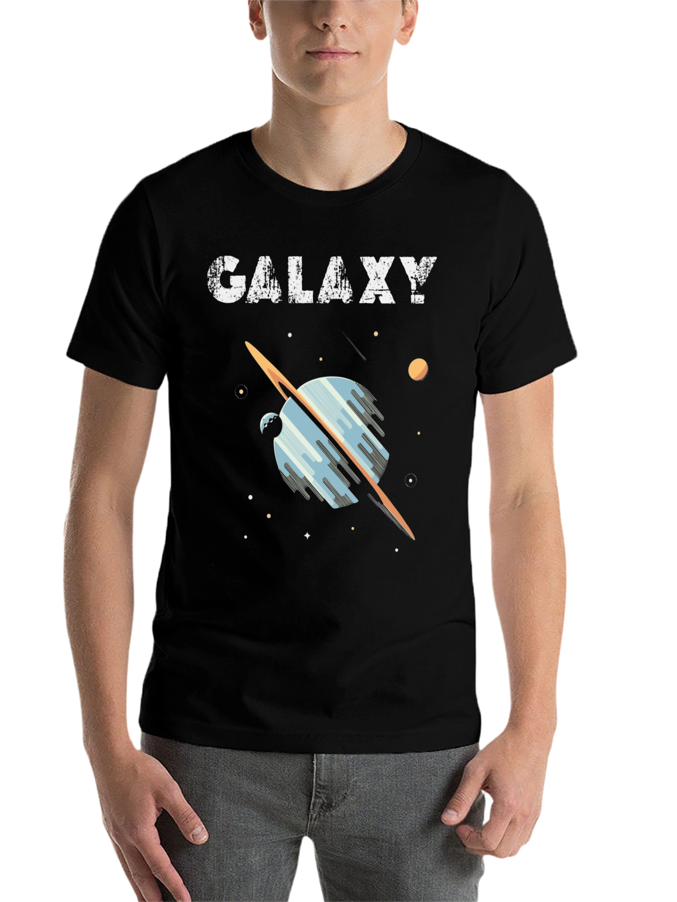 Galaxy Graphic Tee - Black Casual Short Sleeve - 7