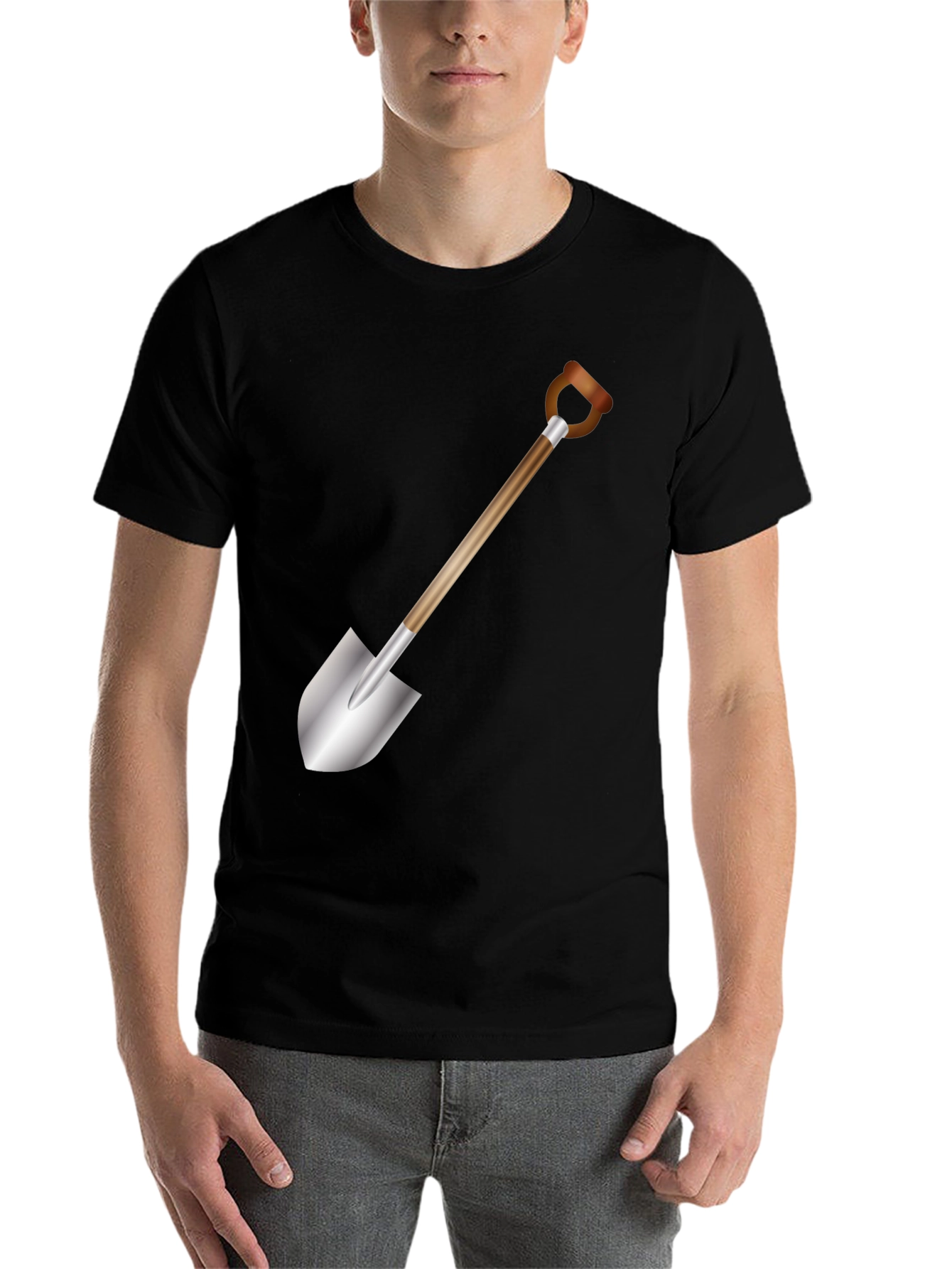Black Shovel Graphic T-Shirt - Black Cotton Tee view 7