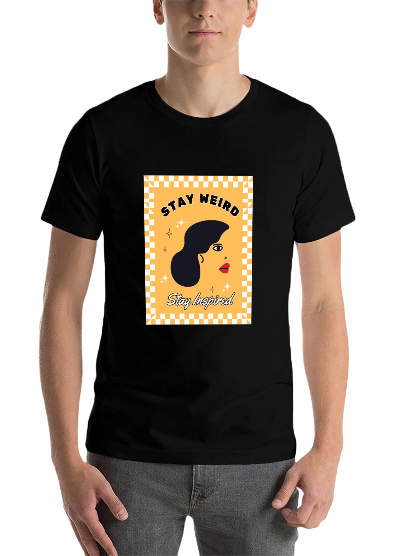 Black Stay Weird, Stay Inspired Graphic Tee view 7