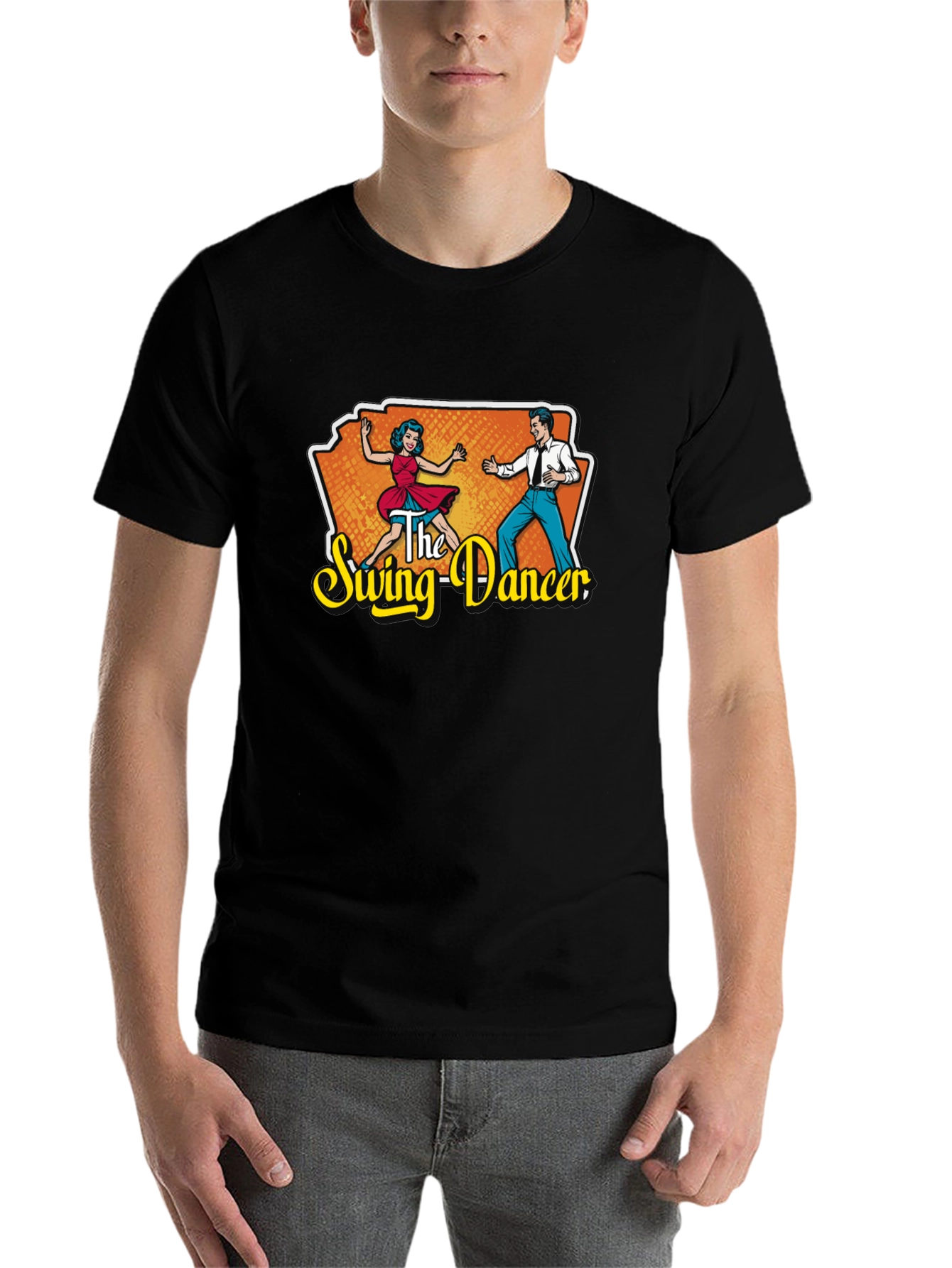 Black Retro Swing Dancer Graphic Tee - Vintage Style T-Shirt view 7
