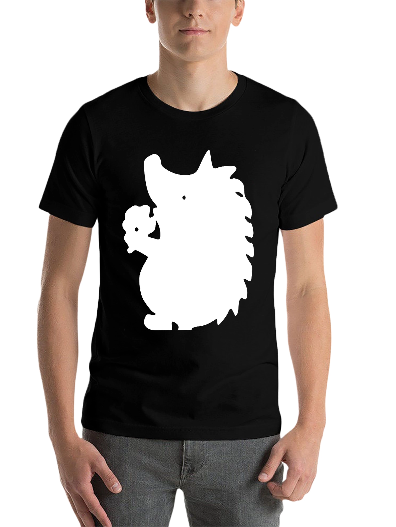 Black Novelty Hedgehog Graphic Black T-Shirt view 7
