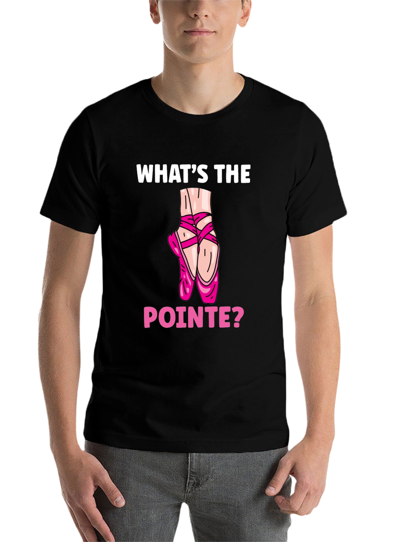 Black What's the Pointe? Ballet Lover T-Shirt view 7