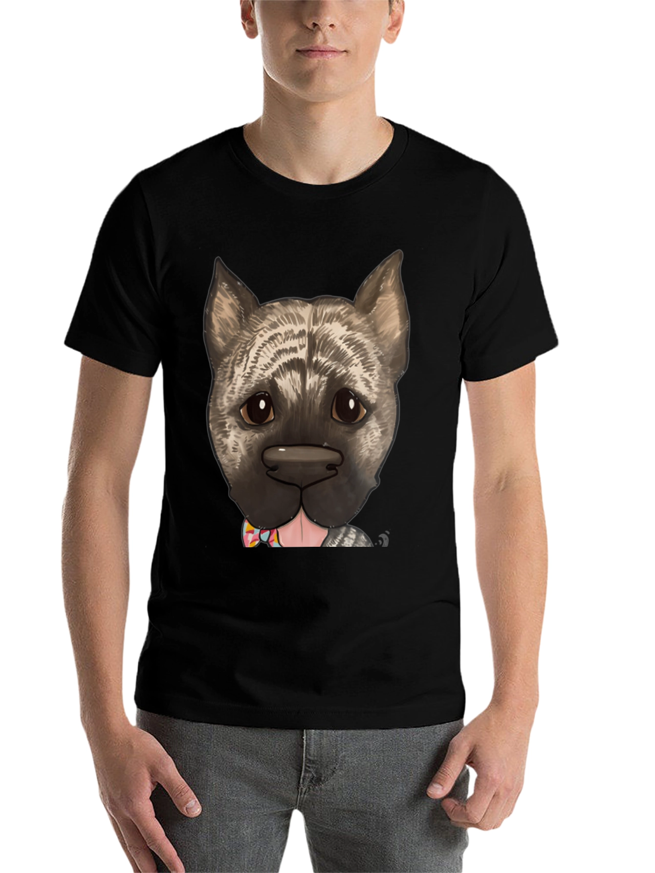 Black Dog With Bow Tie Graphic Tee view 7