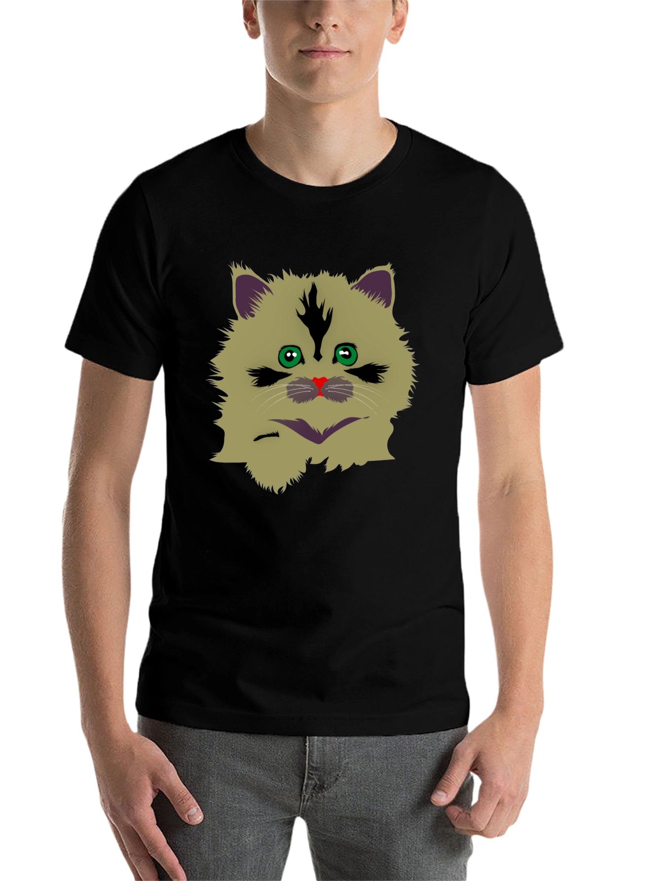 Black Funny Cat Graphic T-Shirt view 7
