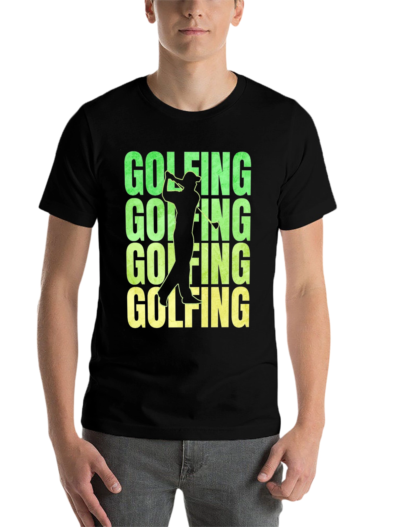 Black Golfing T-Shirt - Fun Golfer Design view 7