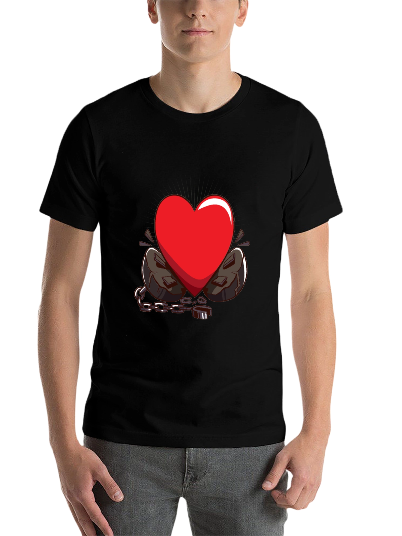 Black Heart in Chains Graphic T-Shirt - Black view 7