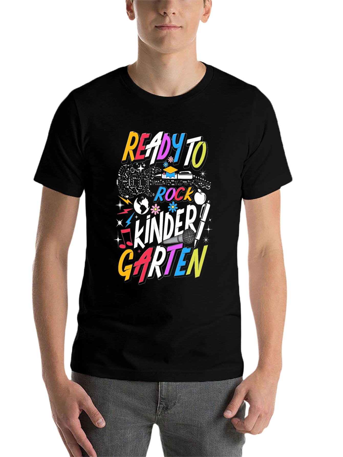Black Ready to Rock Kindergarten T-Shirt - Back to School view 7