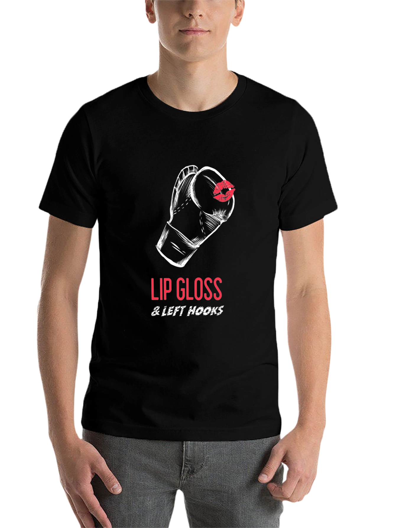 Black Lip Gloss & Left Hooks T-Shirt, Boxing Design view 7