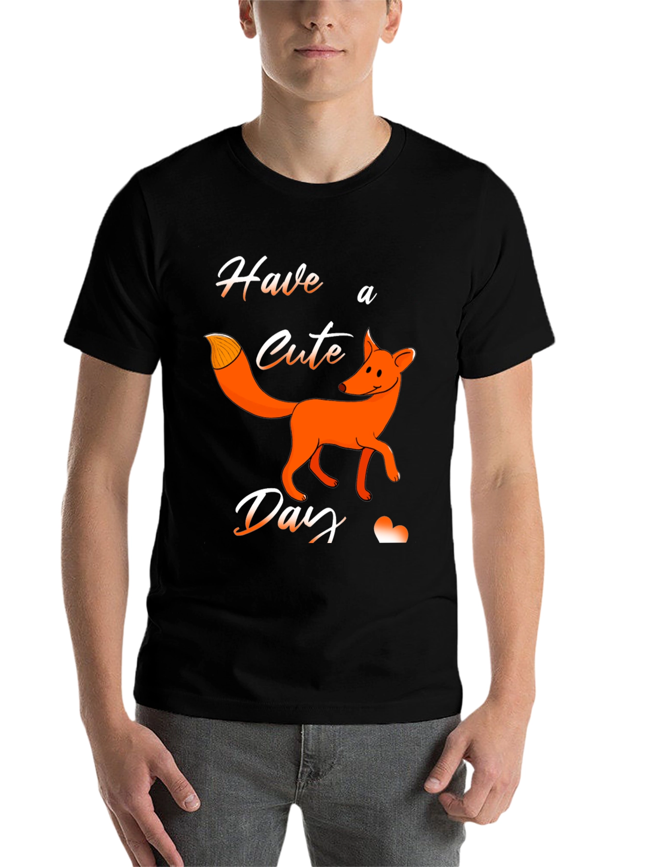 Black Cute Fox Day T-Shirt - Fun Animal Graphic Tee view 7
