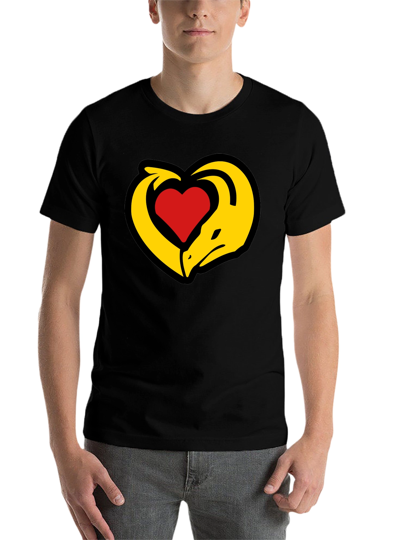 Black Dragon Heart T-Shirt - Black Cotton Tee view 7
