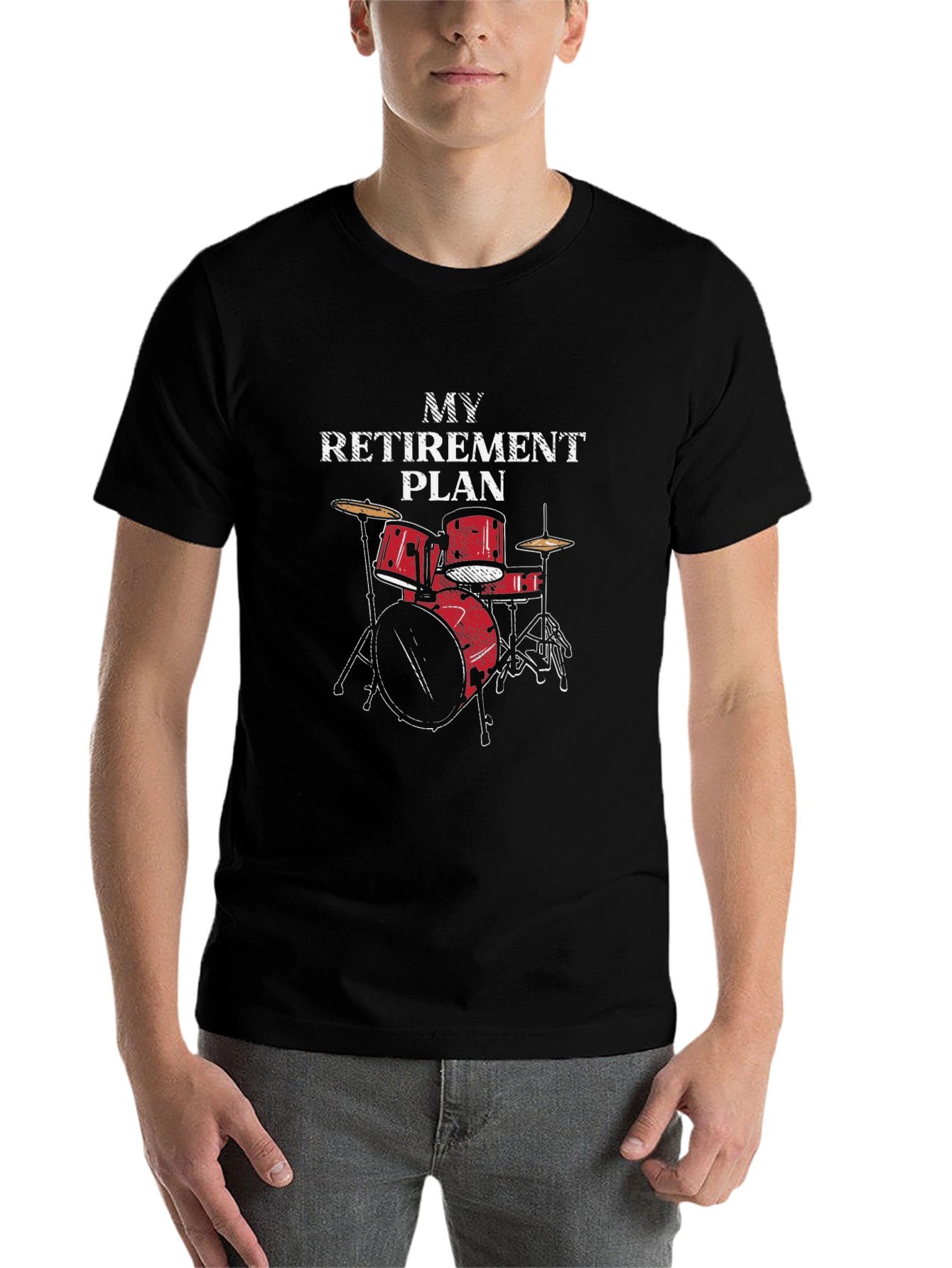 Black Drum Set Retirement Plan T-Shirt - Black view 7