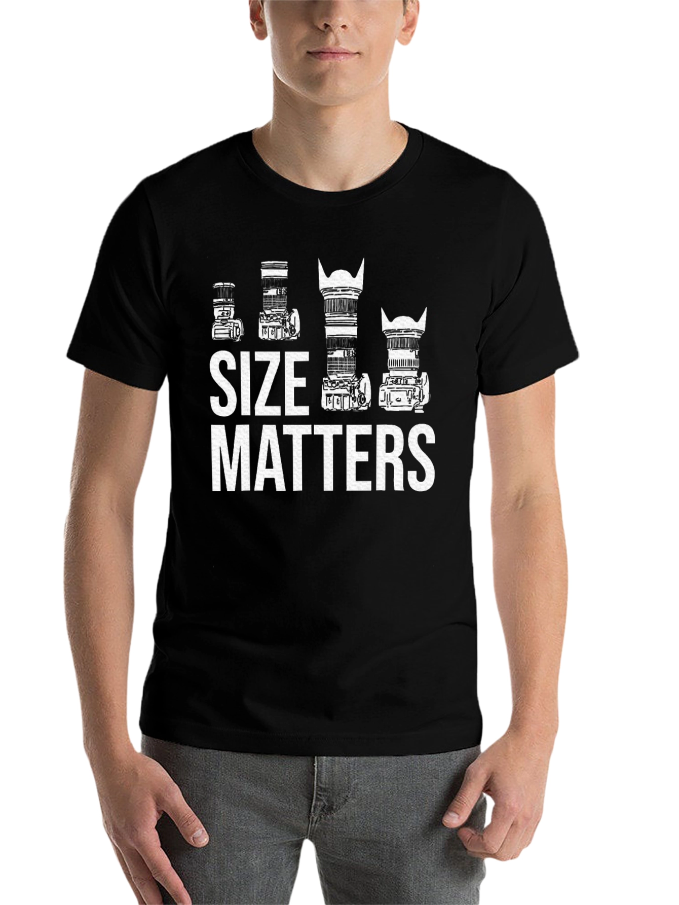 Black Size Matters Camera Lens T-Shirt Photography Gift view 7