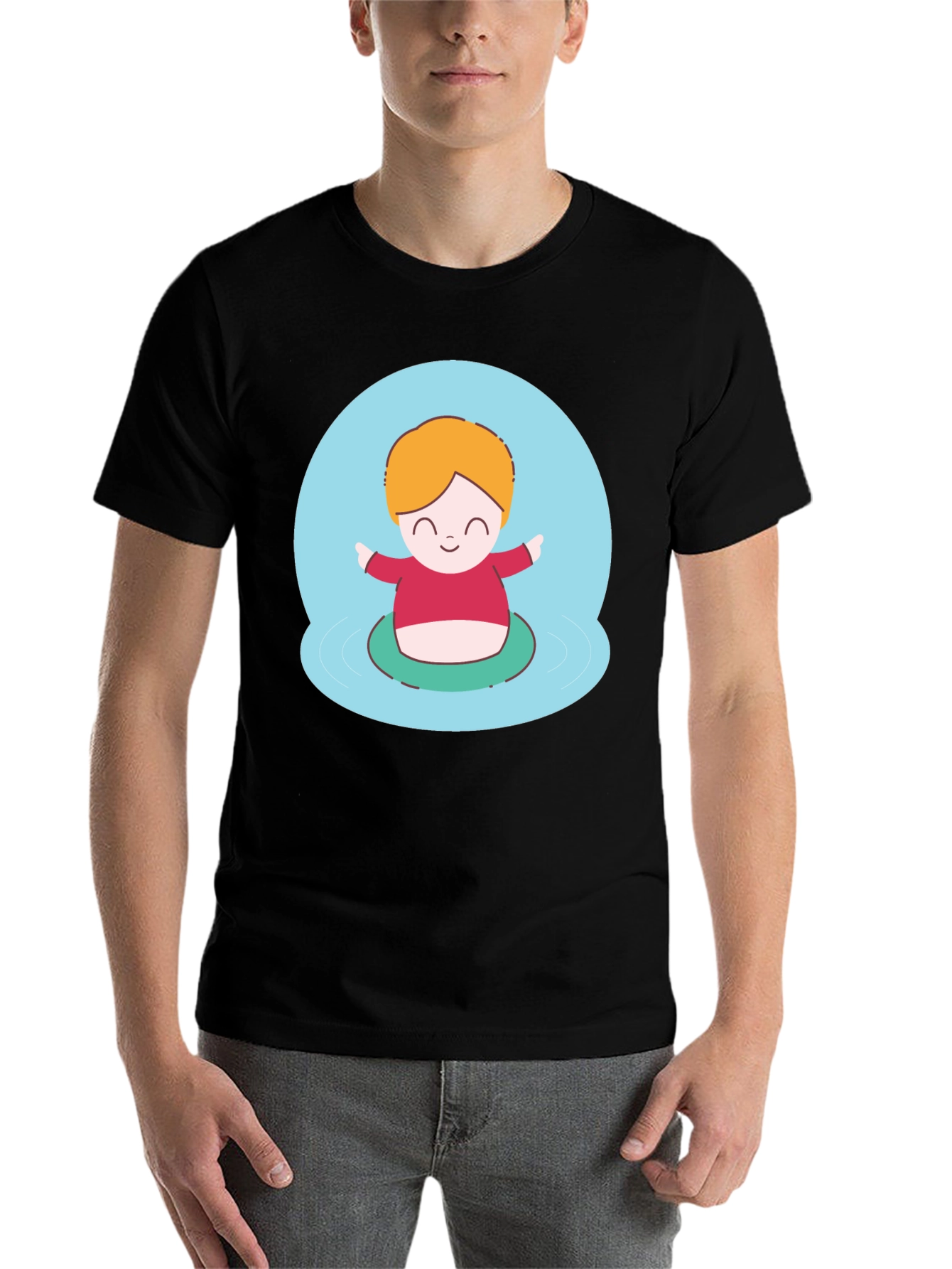 Black Cute Character Graphic T-Shirt - Playful Design view 7