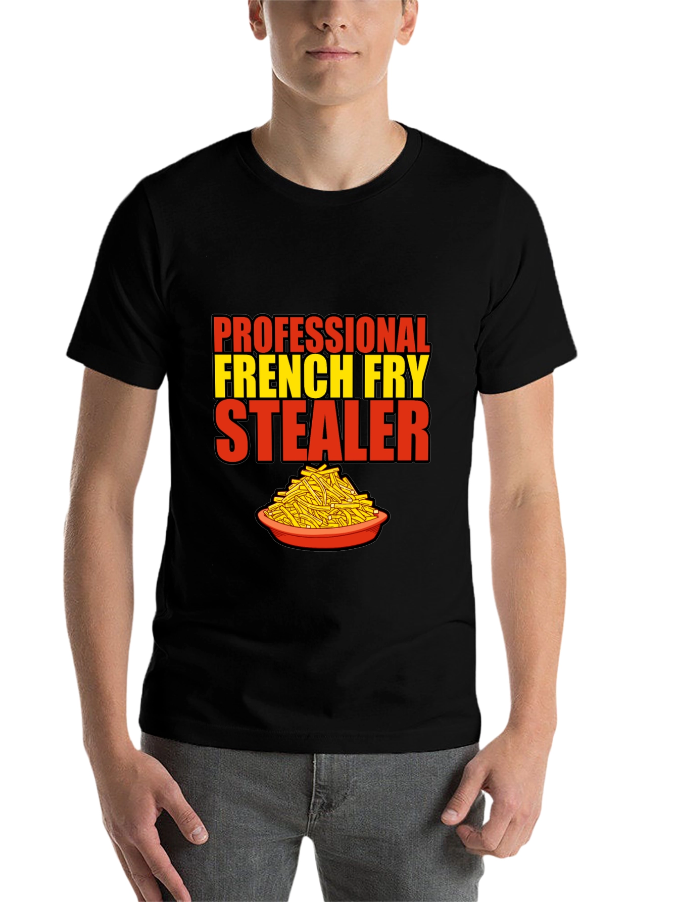 Black French Fry Stealer T-Shirt view 7