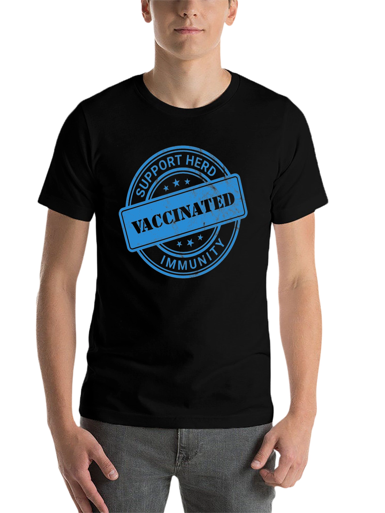 Black Support Herd Immunity Vaccinated T-Shirt view 7