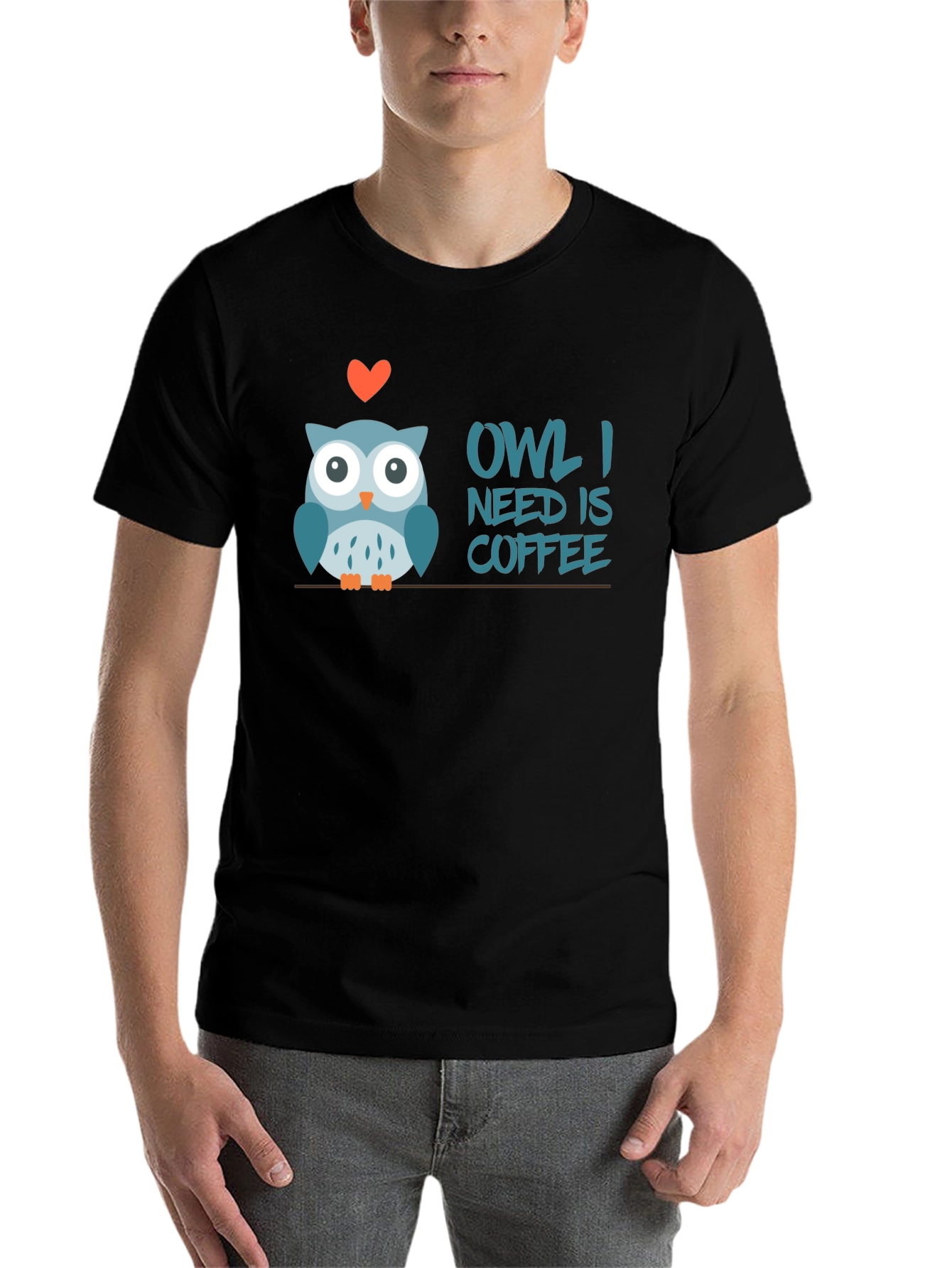 Black Owl I Need is Coffee T-Shirt view 7