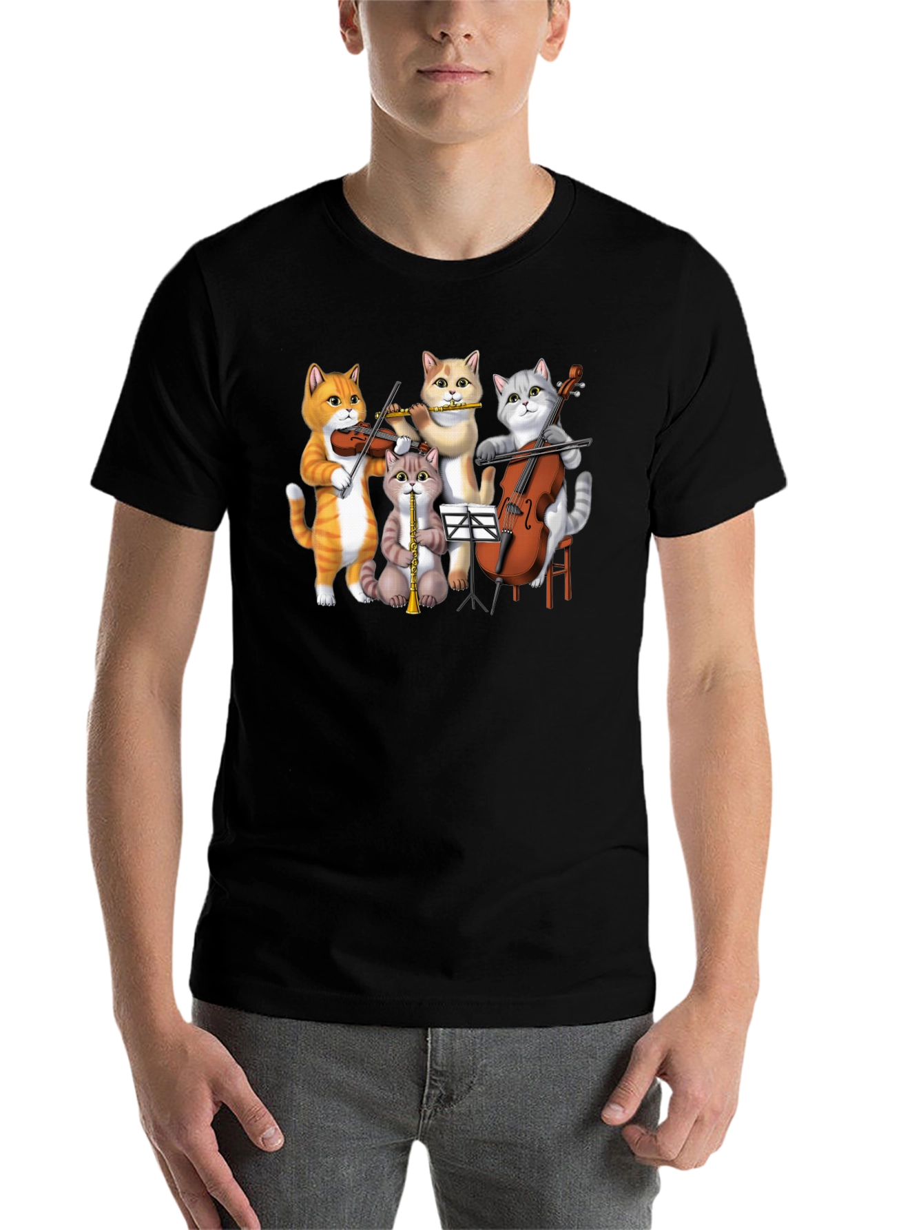 Black Cat Orchestra T-Shirt Funny Music Cats Tee view 7