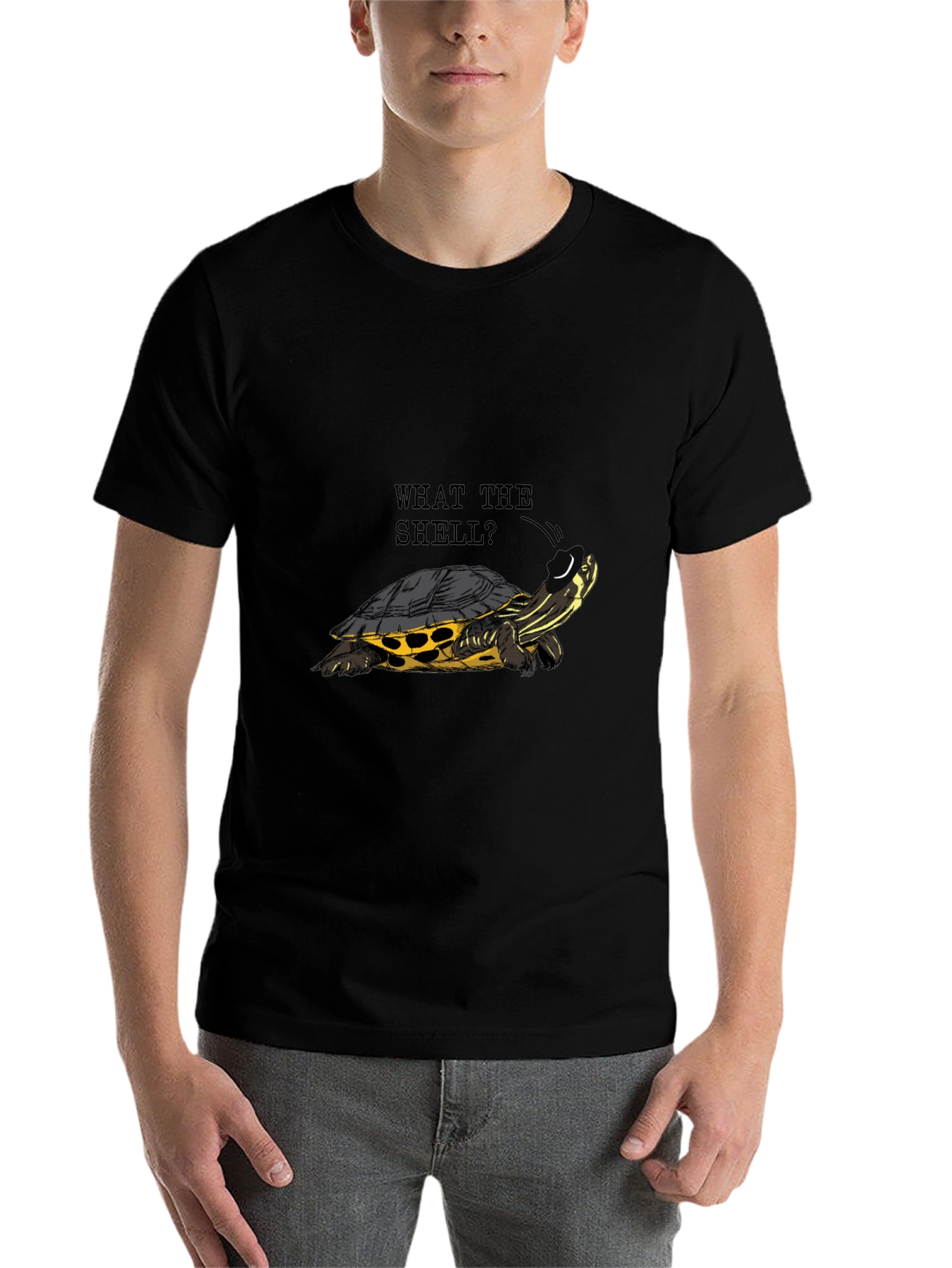 Black What the Shell? Turtle Graphic Tee - Black view 7