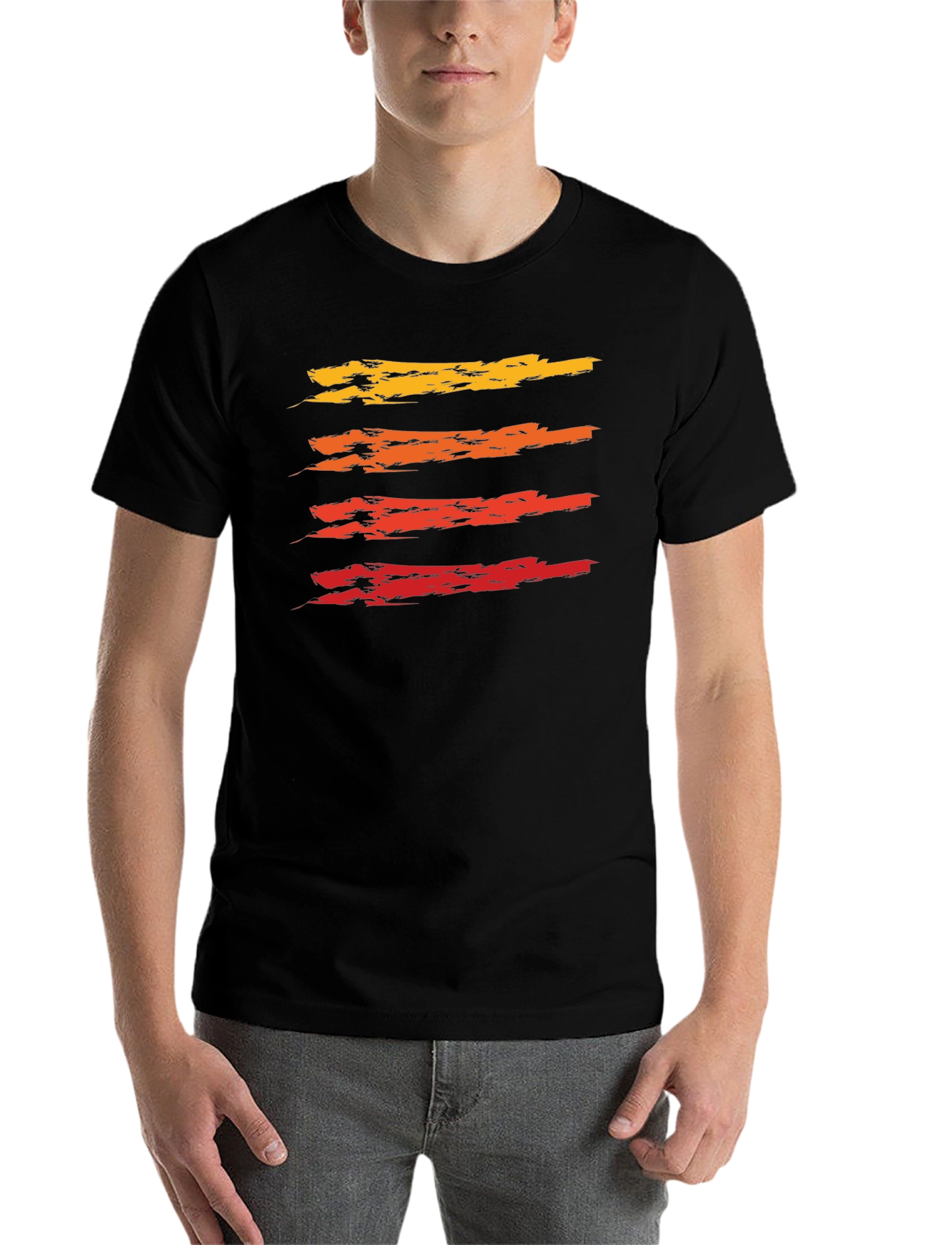 Black Retro Stripe Black T-Shirt view 7