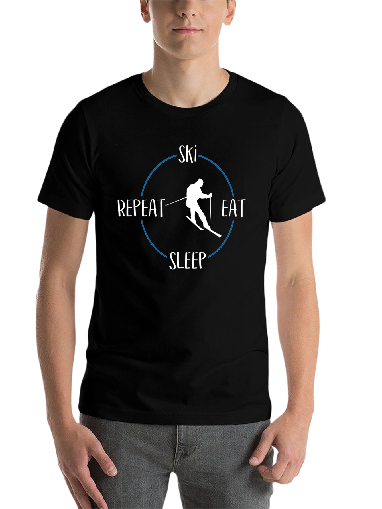 Black Ski Eat Sleep Repeat Graphic Tee view 7