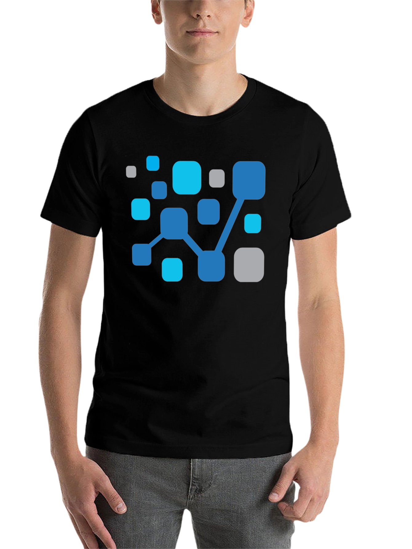 Black Abstract Network Black T-Shirt view 7