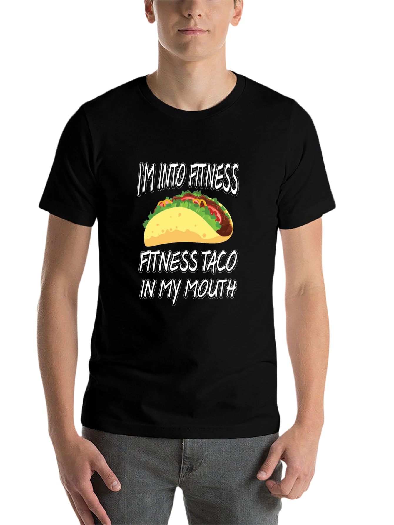 Black Fitness Taco Graphic Tee - Foodie Workout Shirt view 7