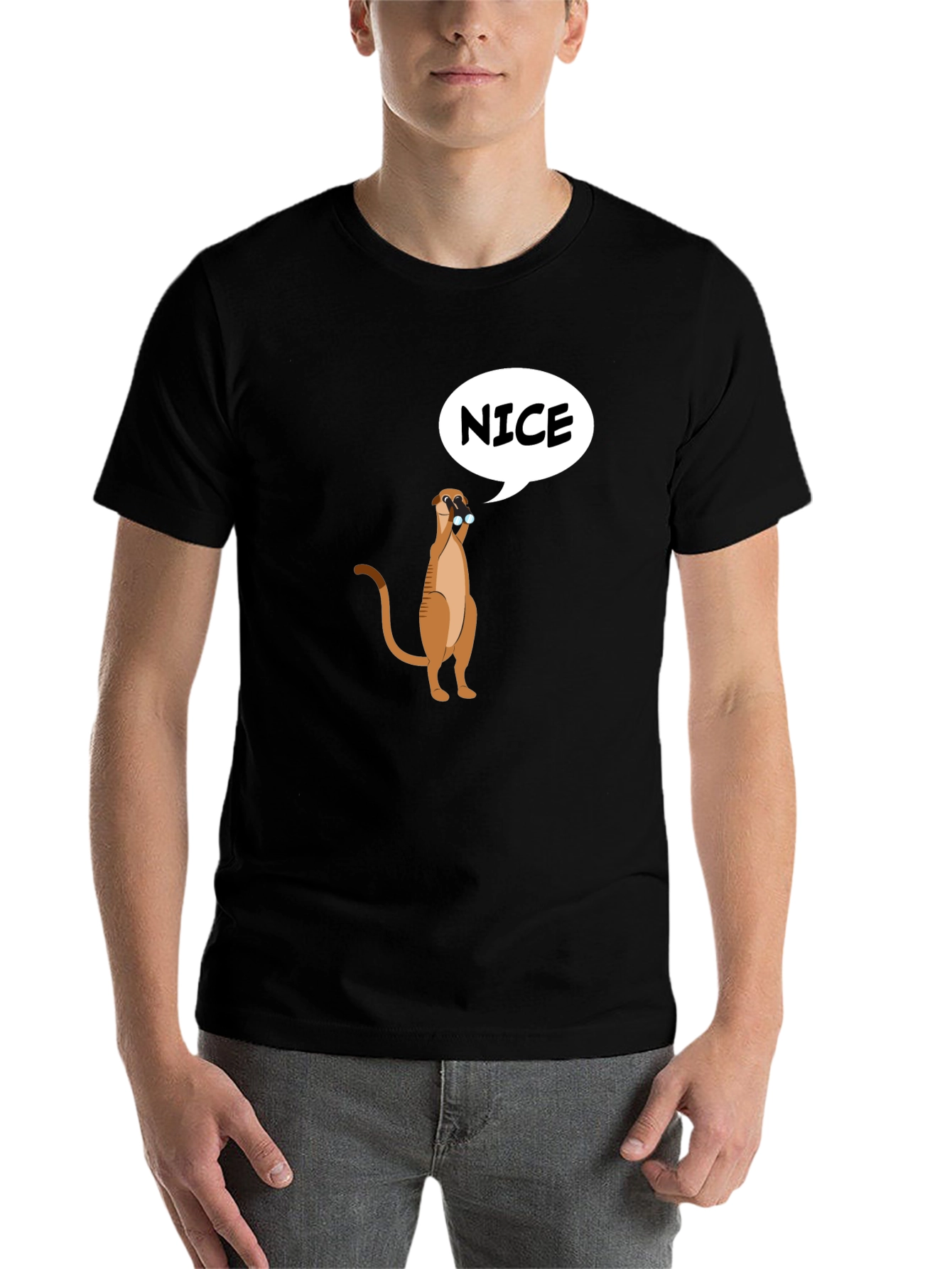 Black Funny Meerkat Nice T-Shirt - Unisex view 7
