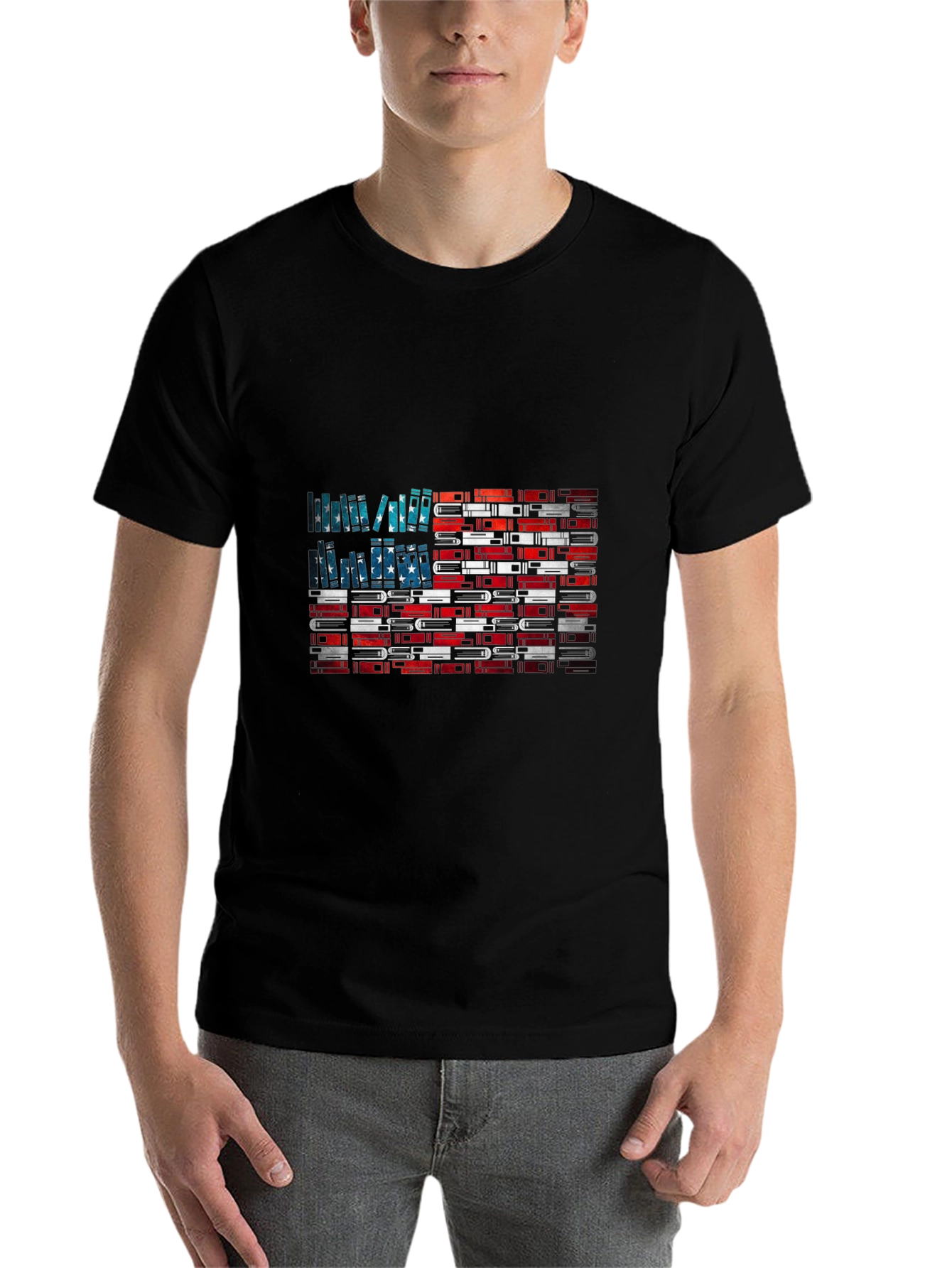 Black American Flag Books T-Shirt view 7