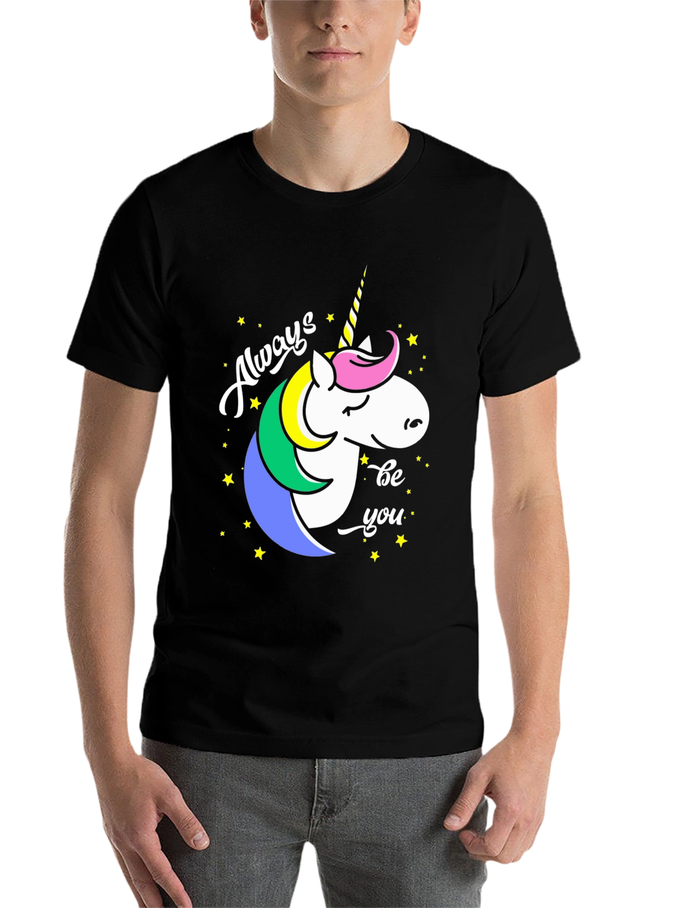 Black Always Be You Unicorn Graphic Tee - Black view 7
