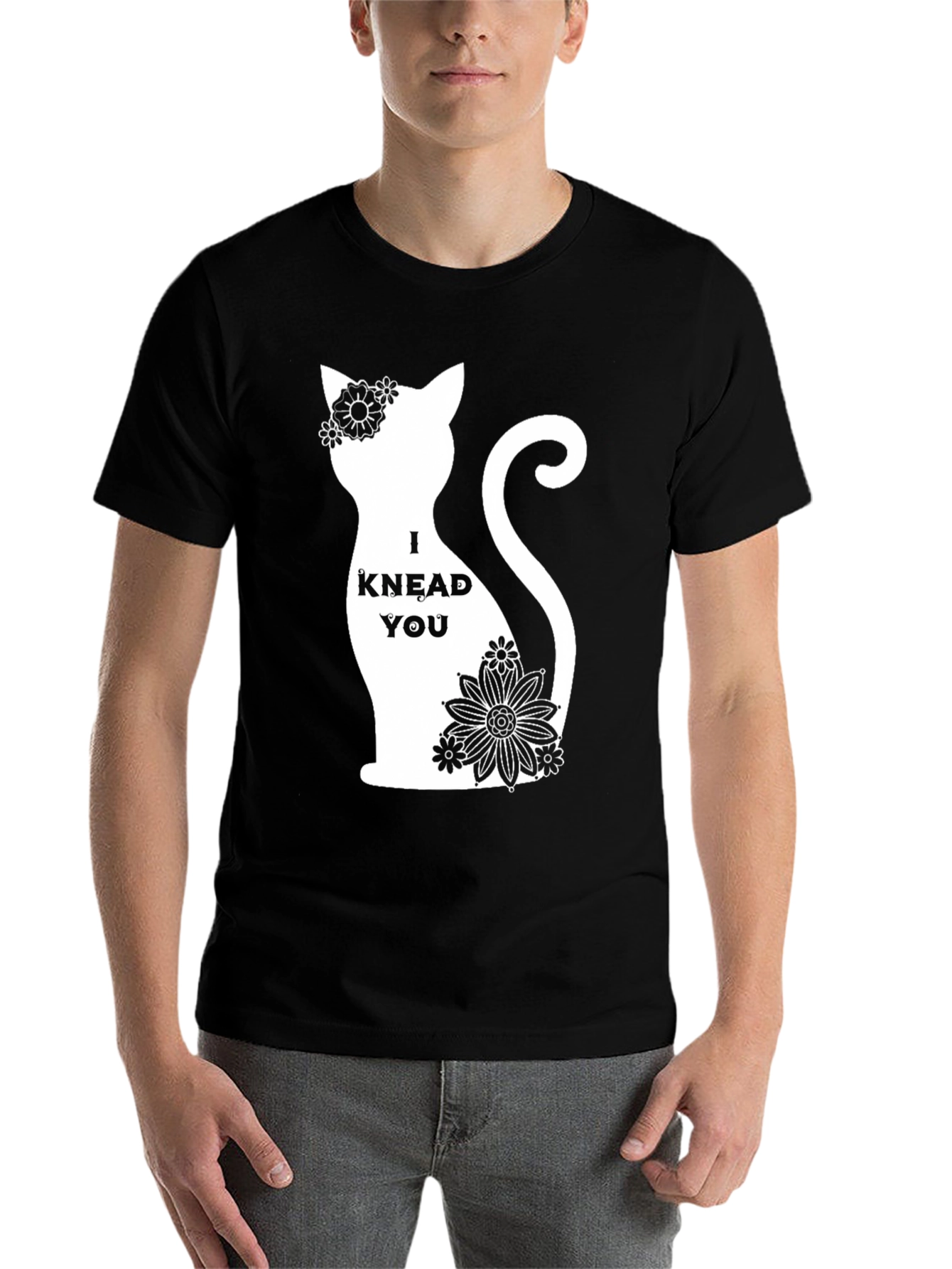 Black I Knead You Black Cat Graphic T-Shirt view 7