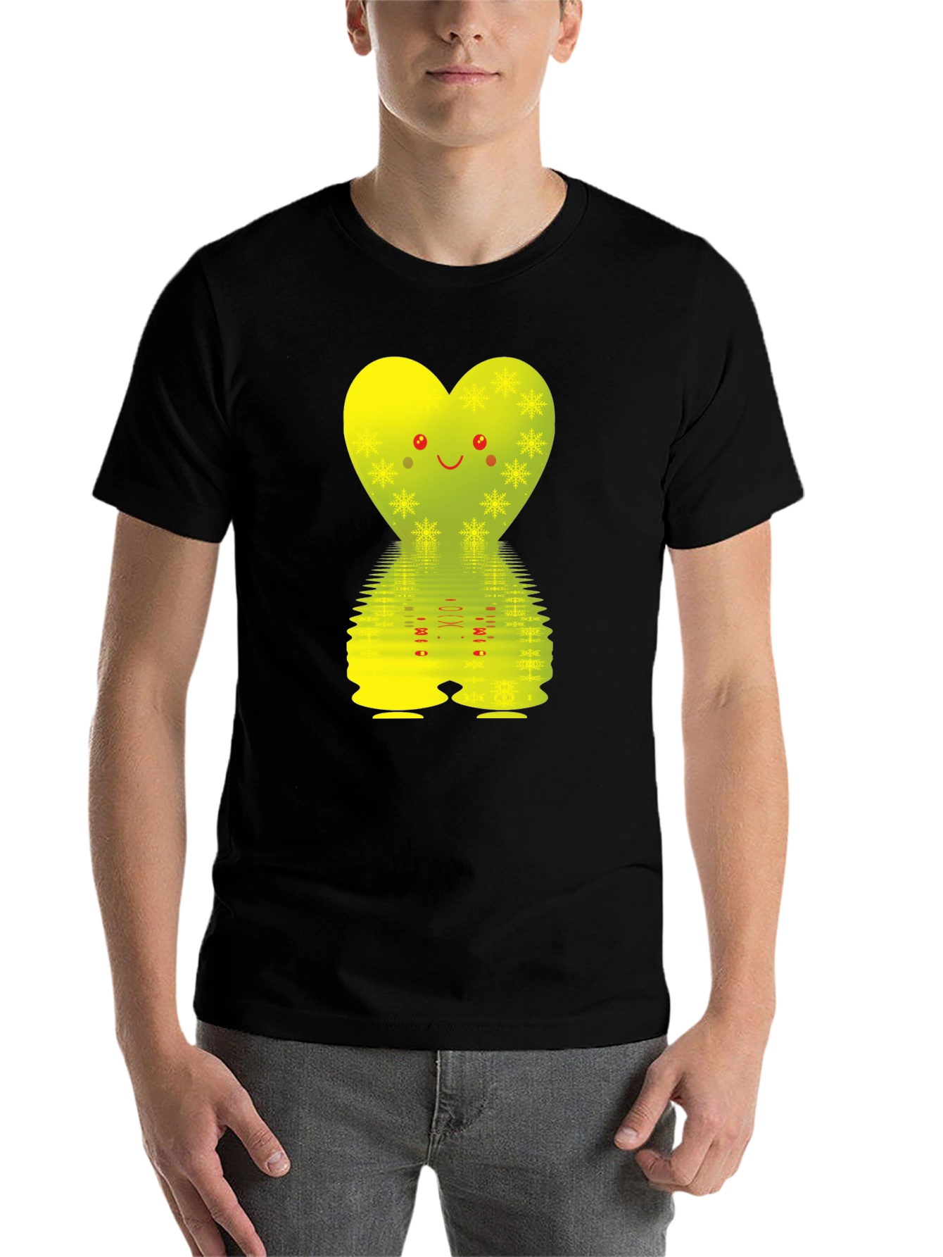 Black Cute Heart Graphic T-Shirt - Black view 7