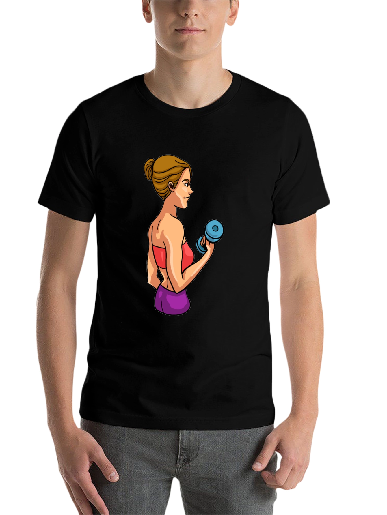 Black Workout Woman Graphic T-Shirt view 7