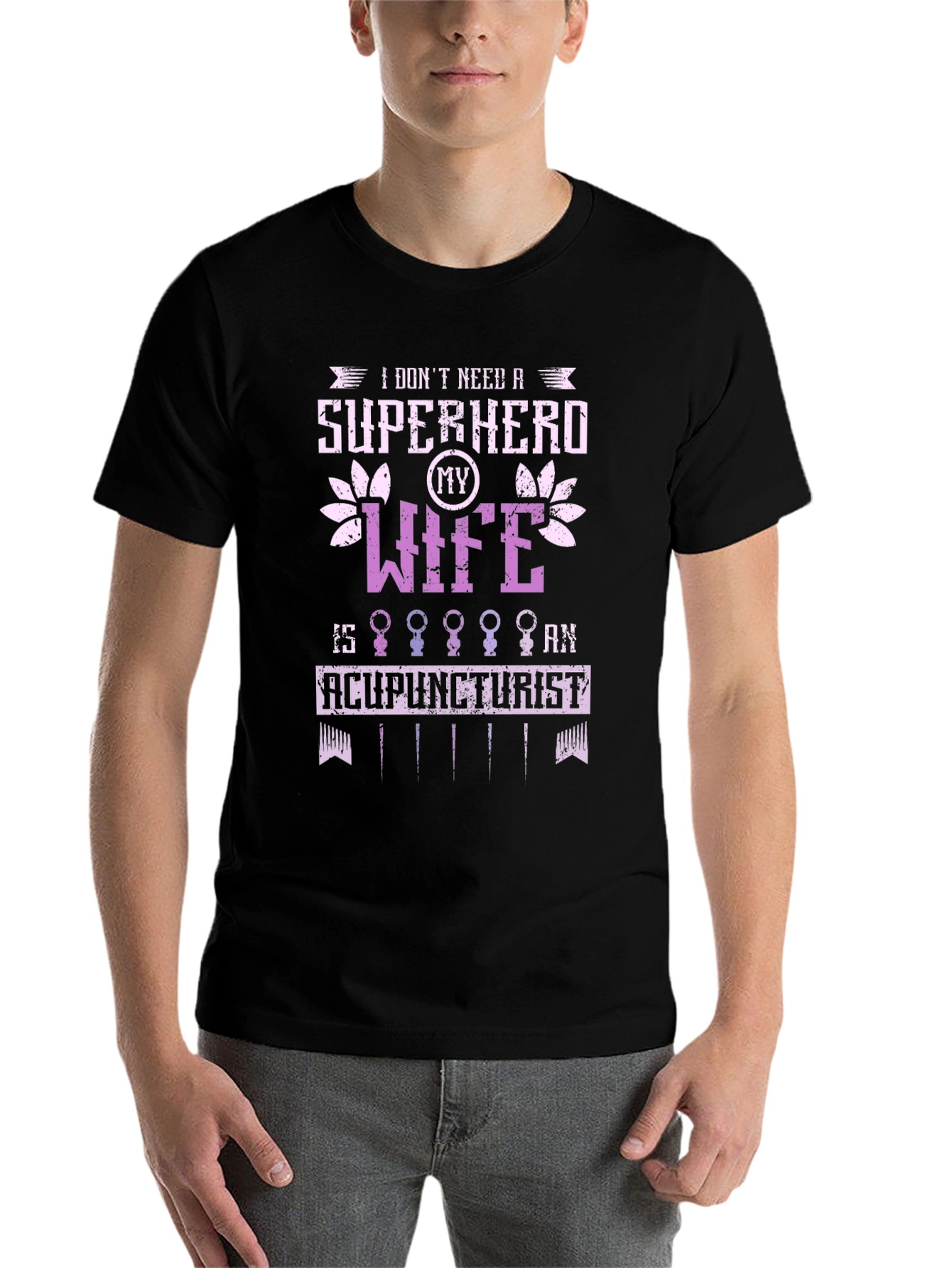 Black Acupuncturist Wife Super Hero Graphic Tee view 7