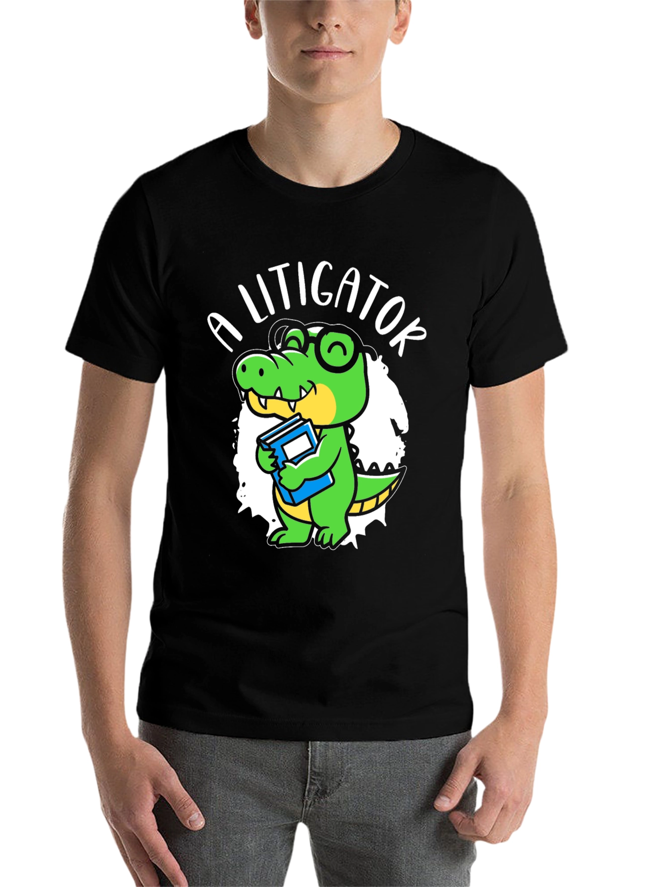 Black A Litigator Alligator T-Shirt - Lawyer Crocodile Tee view 7