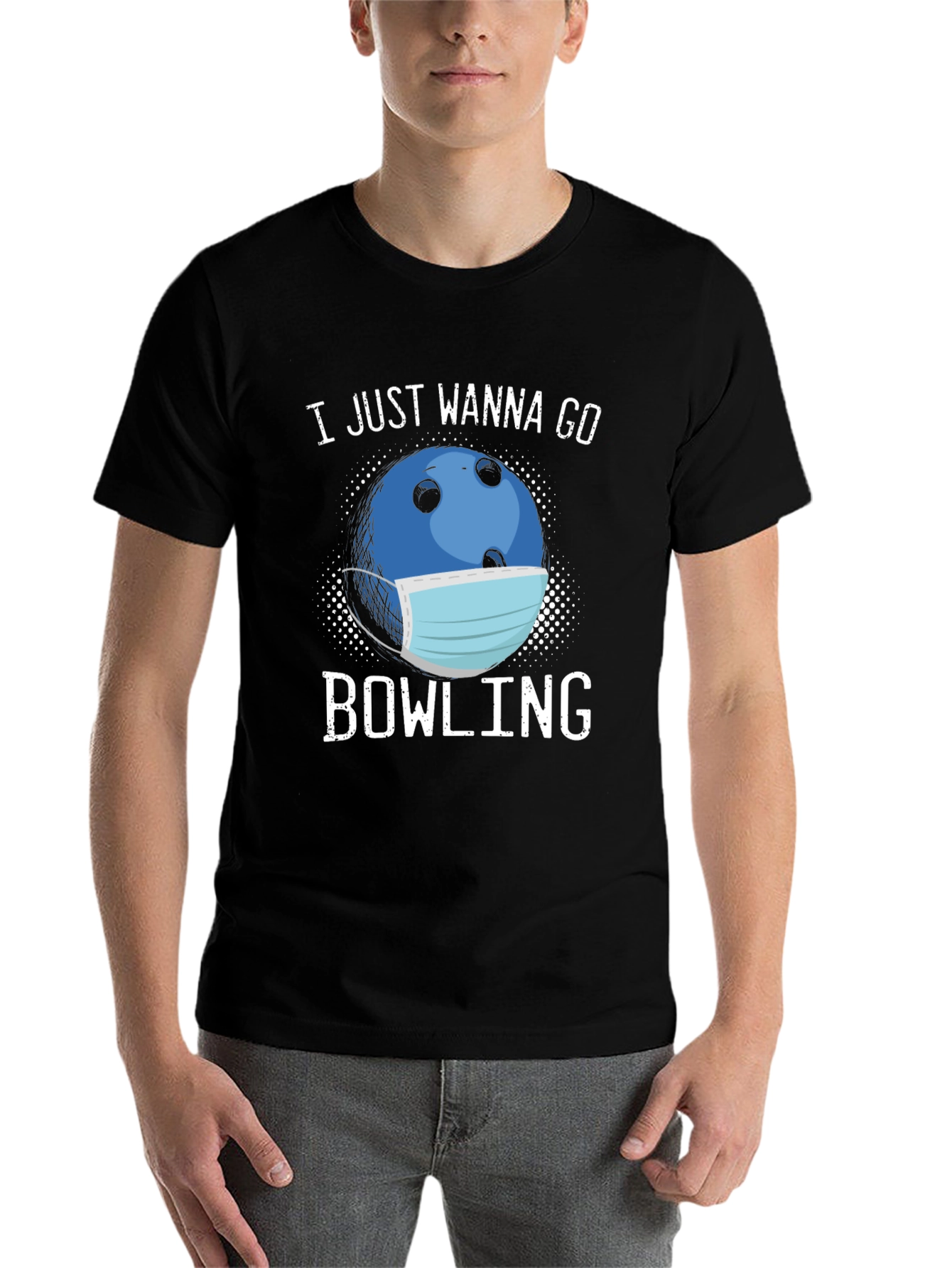 Black Bowling Mask Graphic Tee view 7
